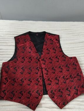 Q Brand Red Paisley Satin Vest